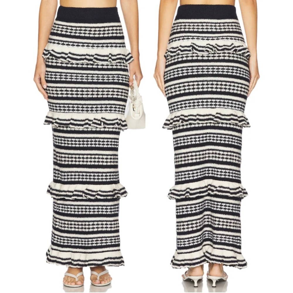 NWT Tularosa x Revolve Kaely Maxi Skirt in Navy & Ivory